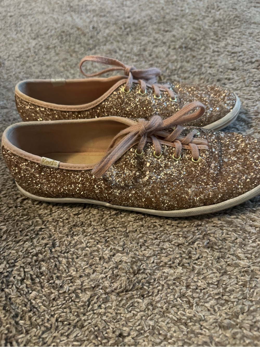 Kate spade- rose gold glitter Keds
